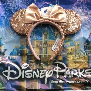 NWT Rose Gold sequin Minnie Mouse Ears